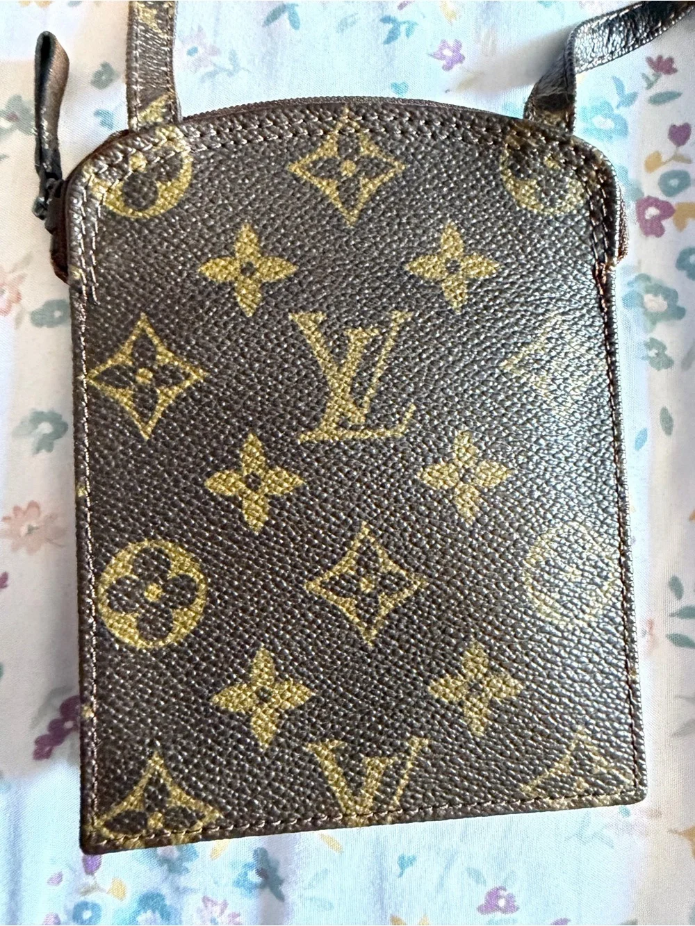 Louis Vuitton Monogram Canvas Small Crossbody Pouch in Brown and Gold